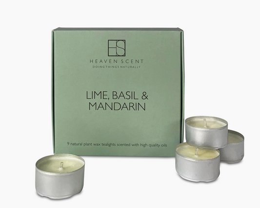 9 Scented Tealights in A Coloured Gift Box Lime‚ Basil & Mandarin