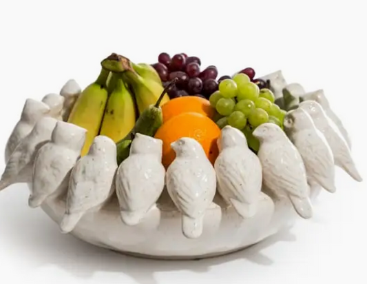 Oatmeal Ceramic Flock of Birds Bowl