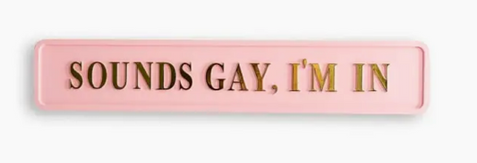 Pink & Gold "Sounds Gay I'm in" Wall Sign