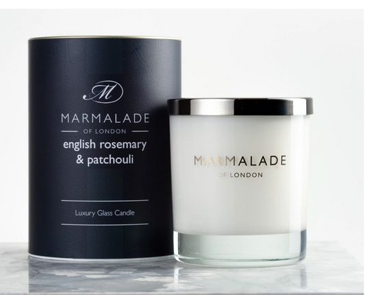 English Rosemary & Patchouli Large Glass Candle