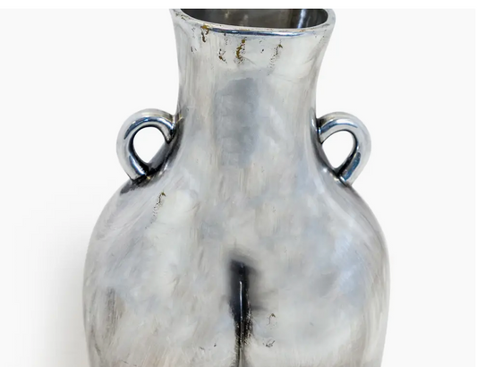 Antique Silver Large "Love Handles" Booty Vase
