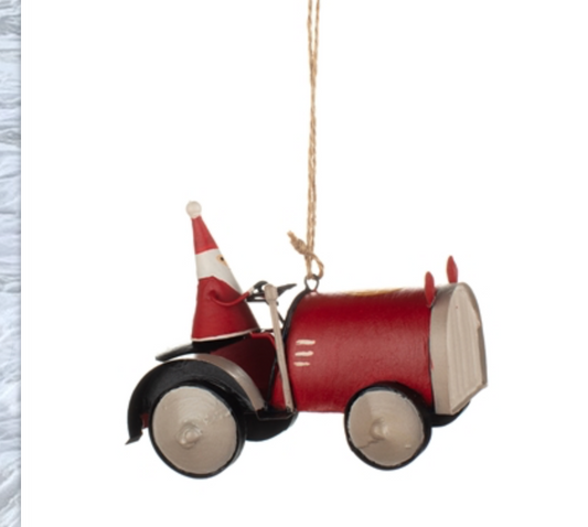 Red Tractor With Santa