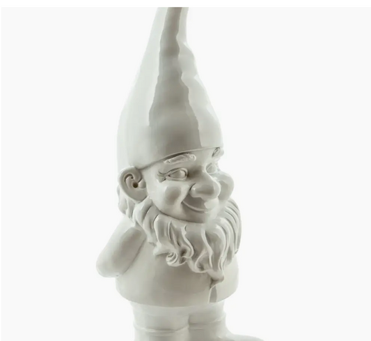 Large Bright White Standing Gnome Figure