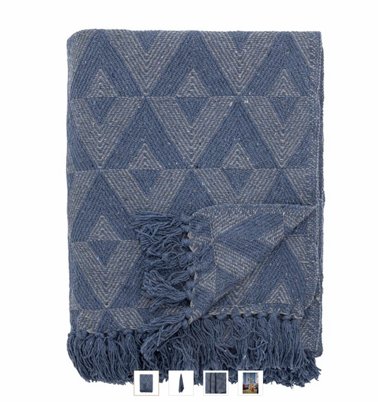 Udine Throw, Blue, Recycled Cotton