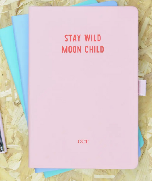Stay Wild Moon Child Pink & Red Personalised Notebook