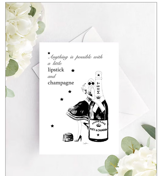 Lipstick and Champagne... Greeting Card