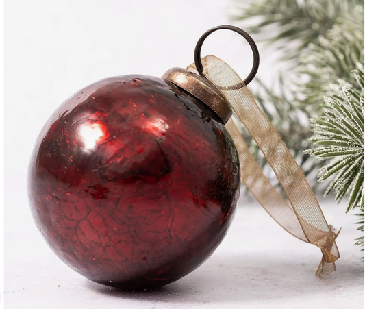 2" Medium Wine Crackle Glass Christmas Bauble