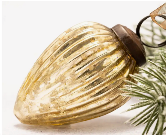 3" Large Gold Glass Pinecone Christmas Tree Decoration