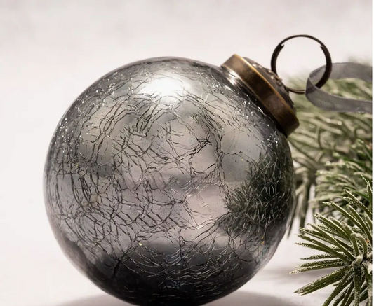 3" Large Slate Crackle Glass Ball