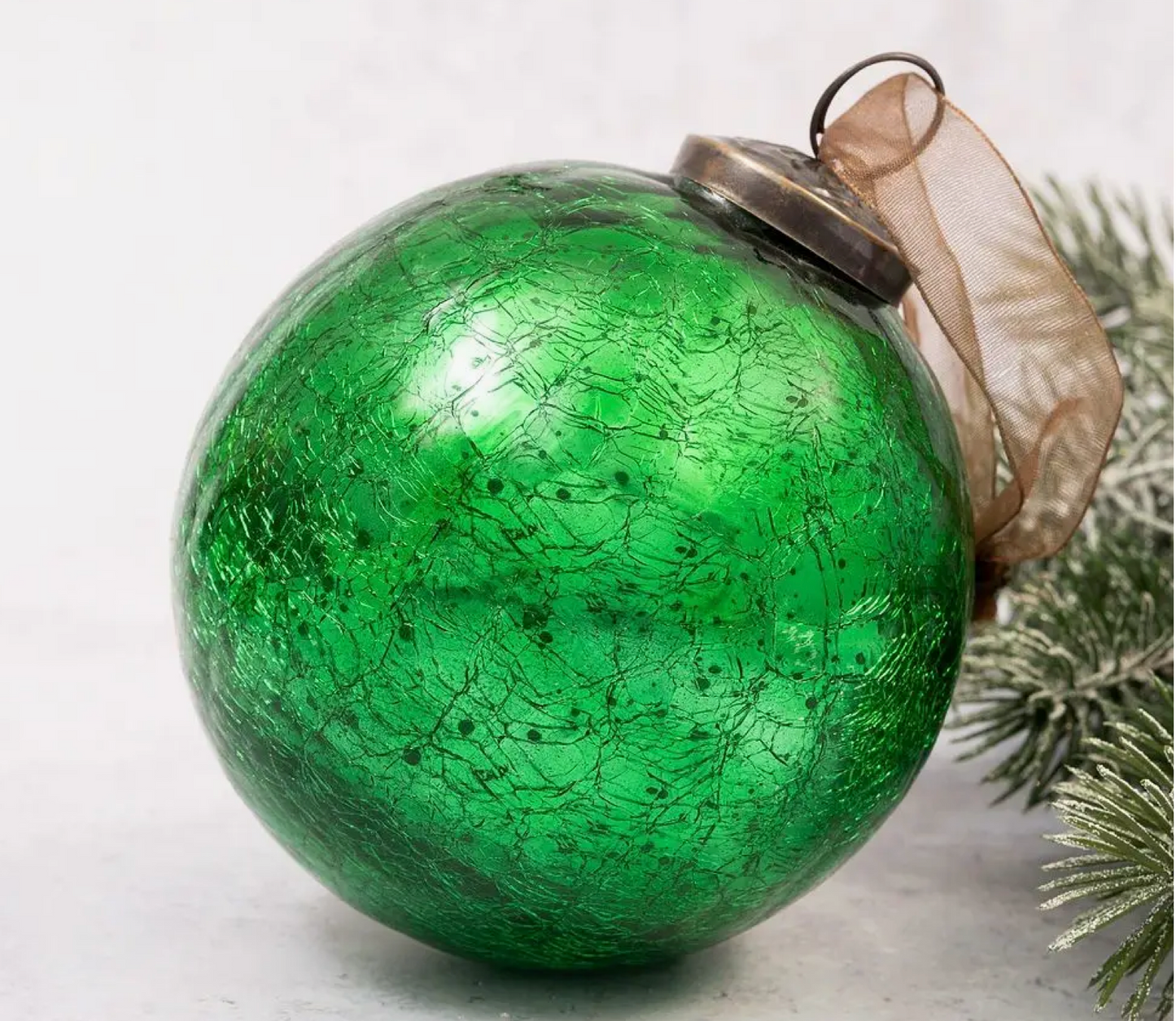 4" Extra Large Emerald Crackle Ball