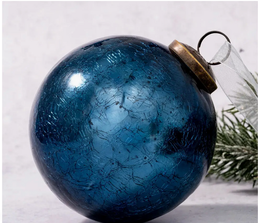 4" Extra Large Old Navy Crackle Glass Ornament