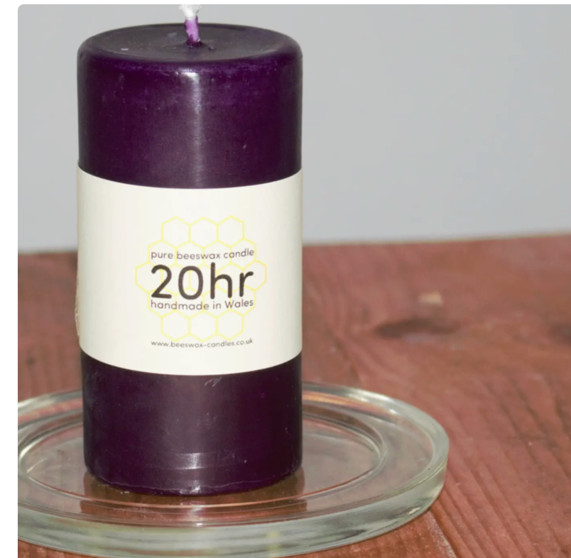Pure Beeswax Pillar Candle 20 Hrs  Purple