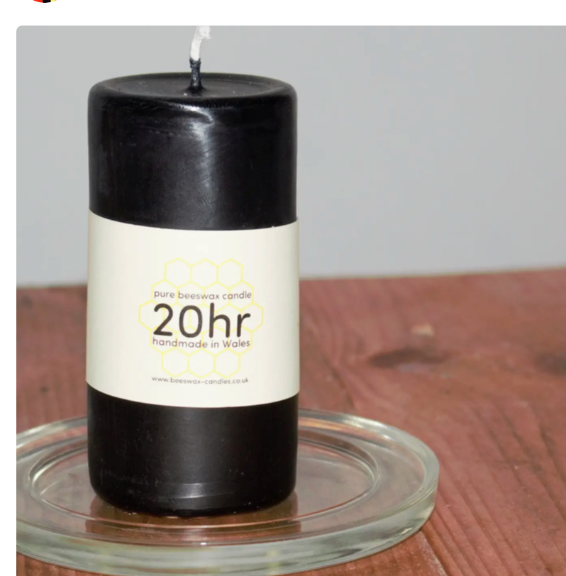 Pure Beeswax Pillar Candle 20Hrs black