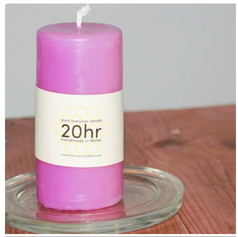 Pure Beeswax Pillar Candle 20Hrs Unicorn Magenta