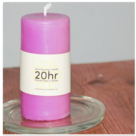 Pure Beeswax Pillar Candle 20Hrs Unicorn Magenta