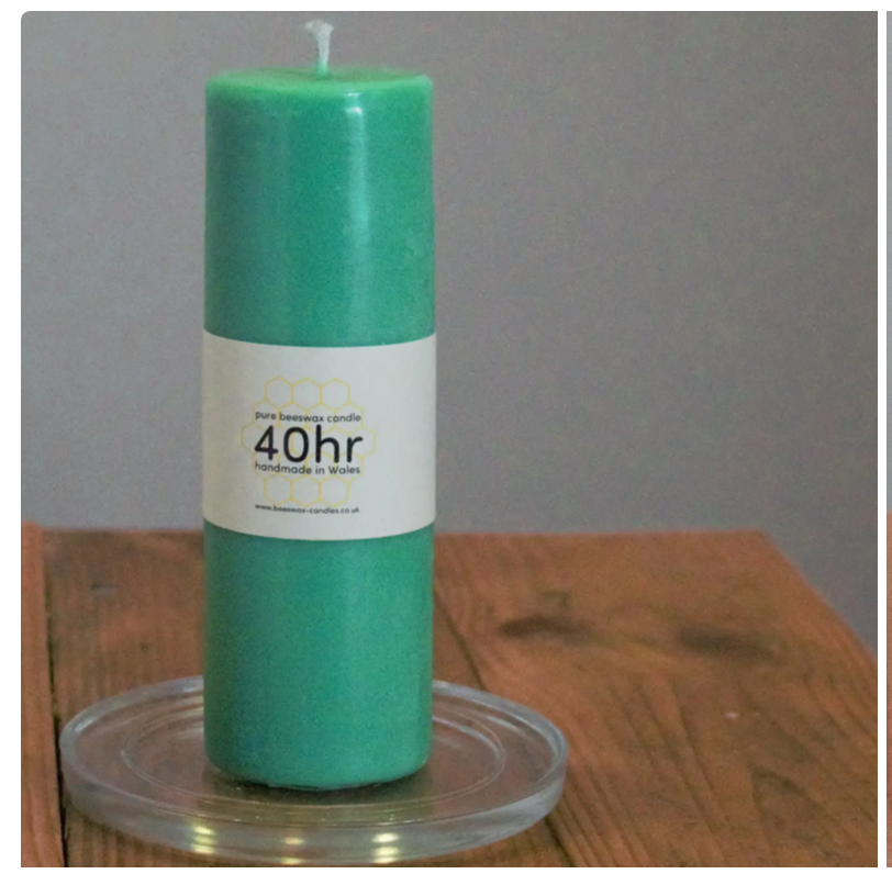 Pure Beeswax Pillar Candle 40Hrs Seaweed Green