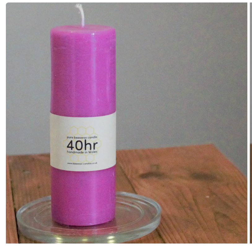 Pure Beeswax Pillar Candle 40Hrs Unicorn Magenta