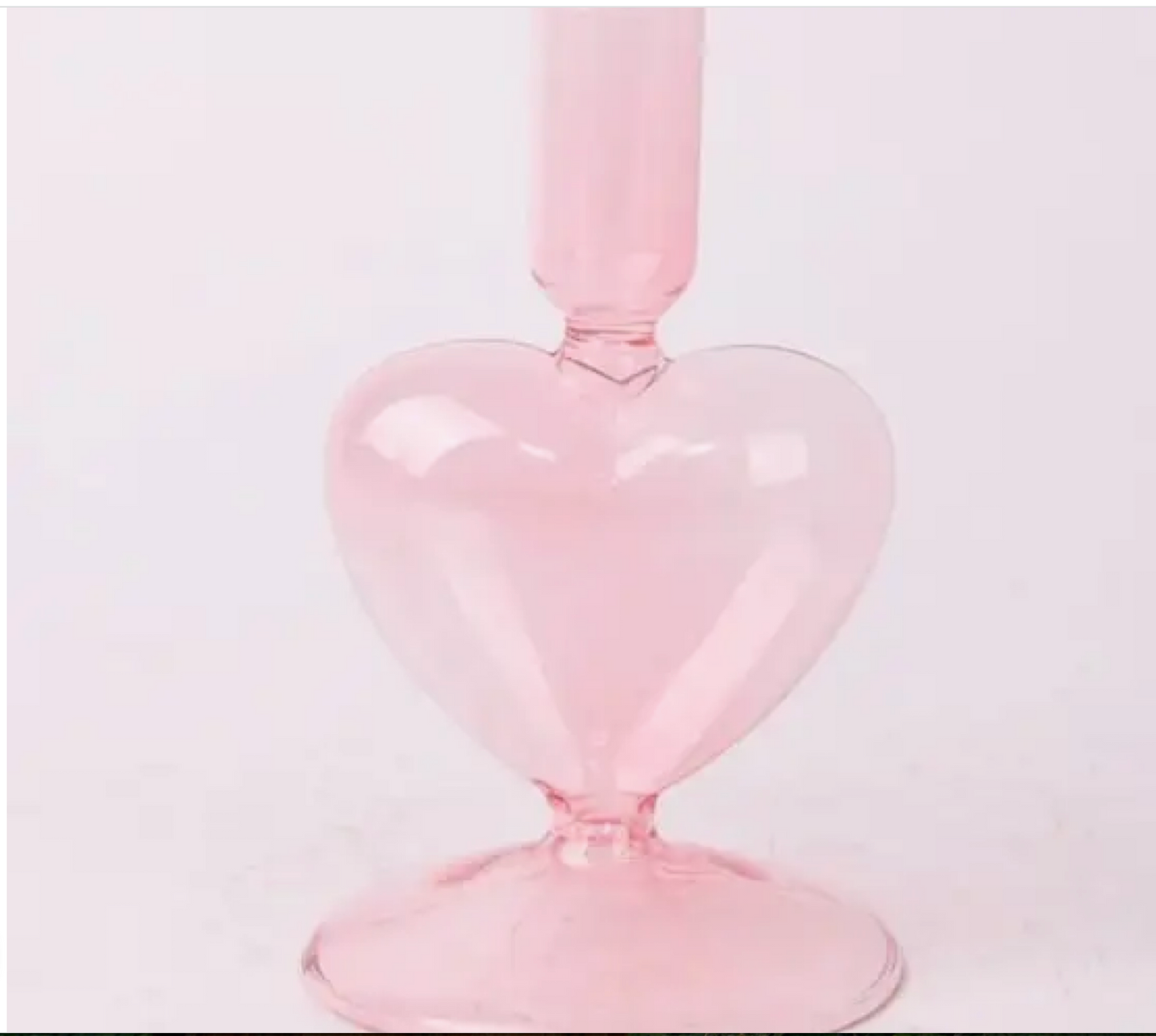 Pink Glass Heart Candle Holder