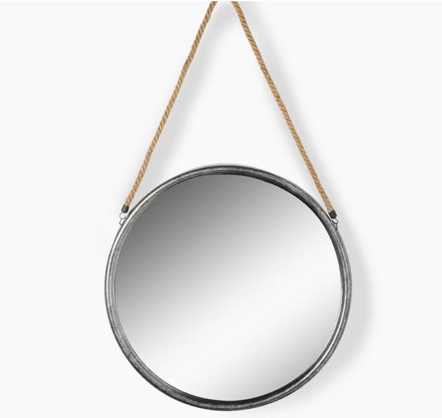 Round Metal Mirror with Hanging Rope and Hook