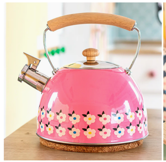 Cute Stove Tea Pot Pink Colourful Whistling Kettle
