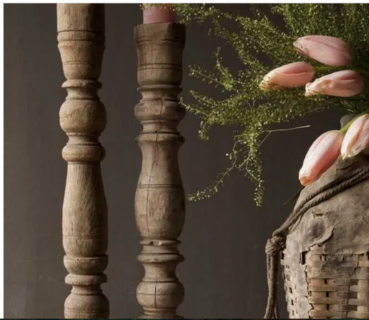 Wooden Decorative Sign Pink Tulip Candles