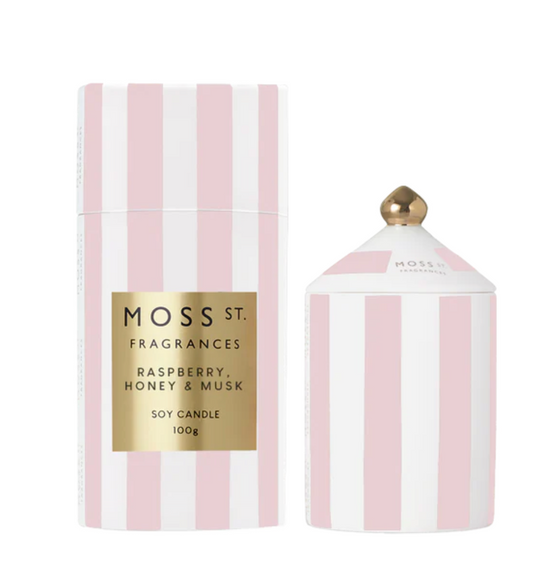 Raspberry, Honey & Musk Ceramic Candle 100g