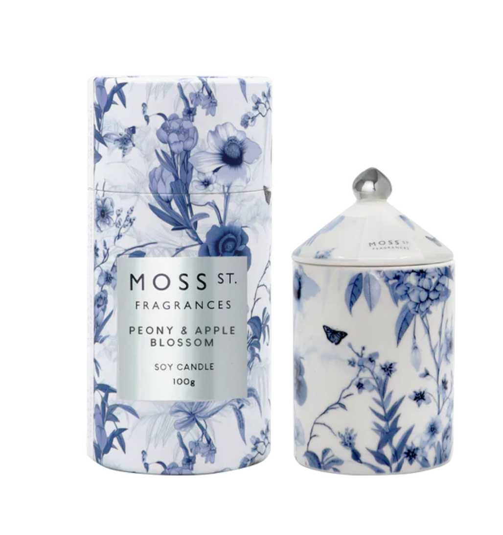 Moss St Peony & Apple Blossom Ceramic Candle 100g