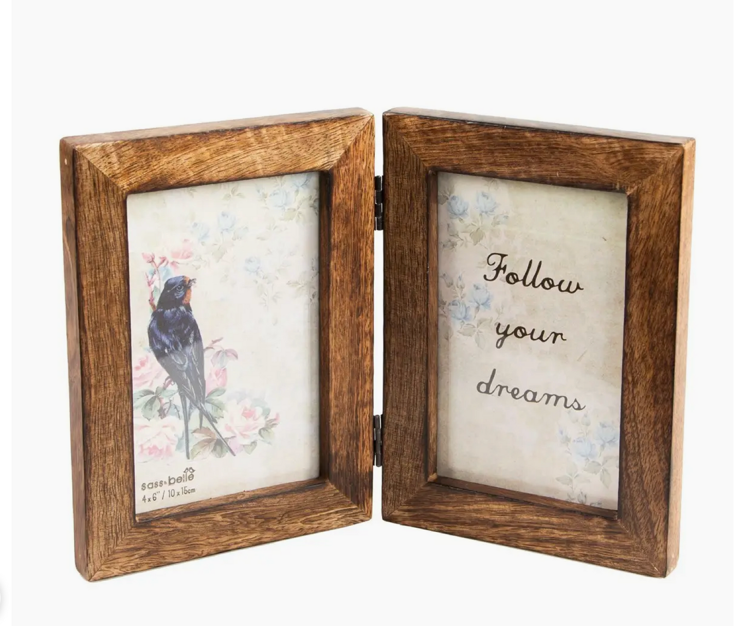 Double Dark Wood Photo Frame