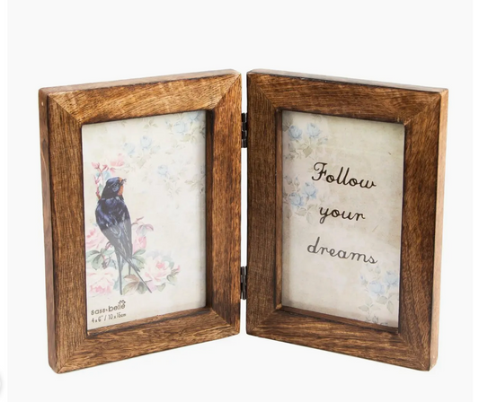 Double Dark Wood Photo Frame