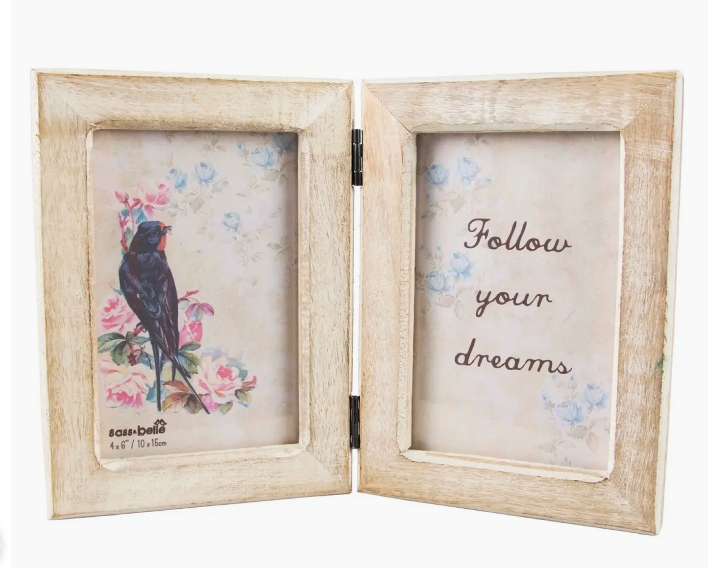 Double White Wood Photo Frame