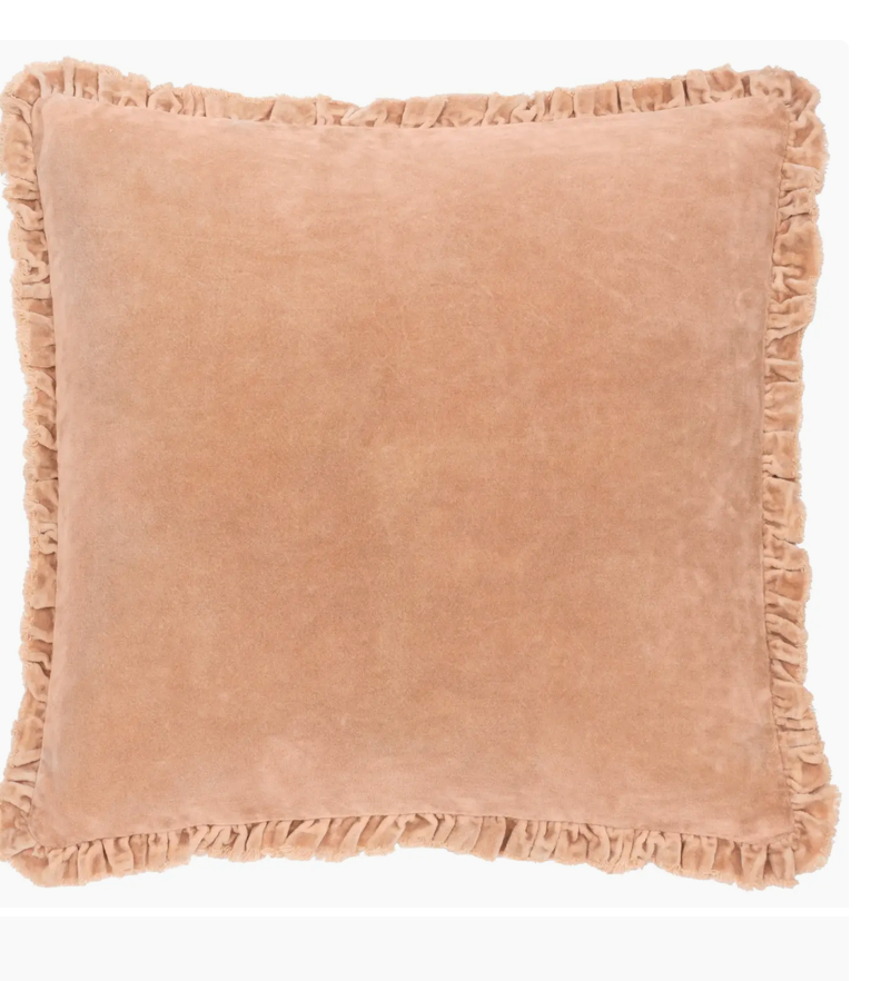 Bertie Washed Cotton Velvet Cushion Cashew