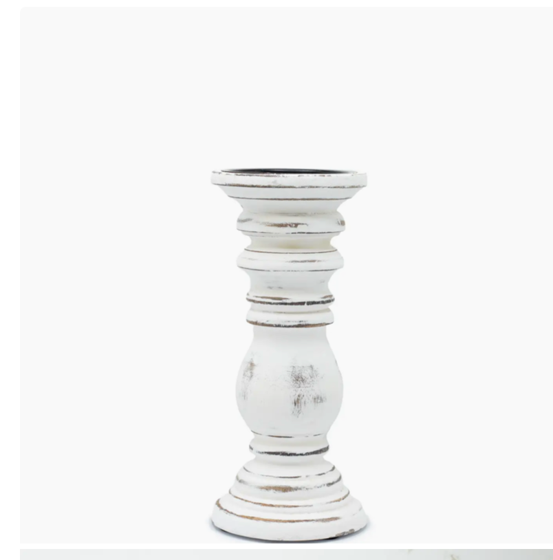 Classic Candle Stand - Whitewash - 23x10cm - Small