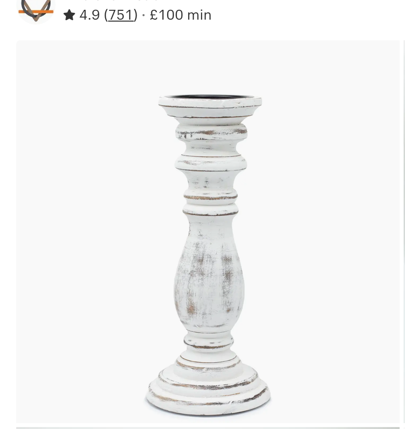 Classic Candle Stand - Whitewash - 30x10cm - Medium