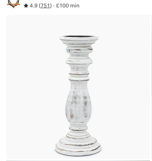 Classic Candle Stand - Whitewash - 30x10cm - Medium