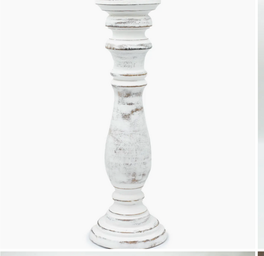 Classic Candle Stand - Whitewash - 37x10cm - Large