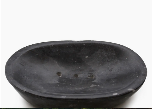 Classic Oval Black Marble Soap Dish
