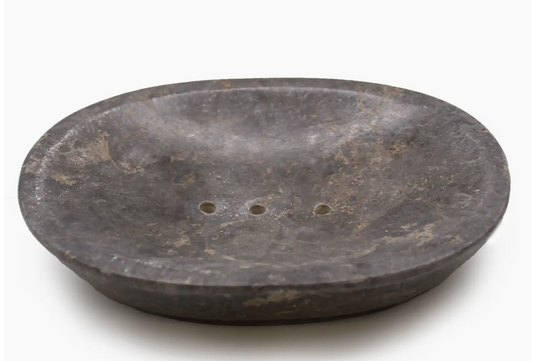 Classic Oval Grey Marble Soap Dish
