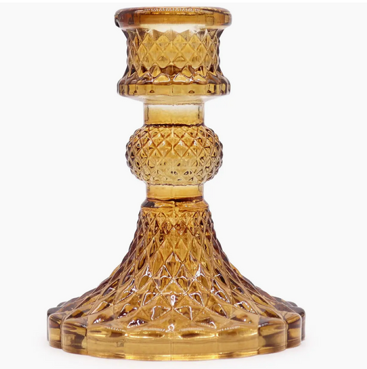Vintage Candle Holder - Antique Amber