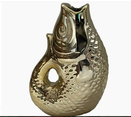 Fish Ceramic Vase Small Gold