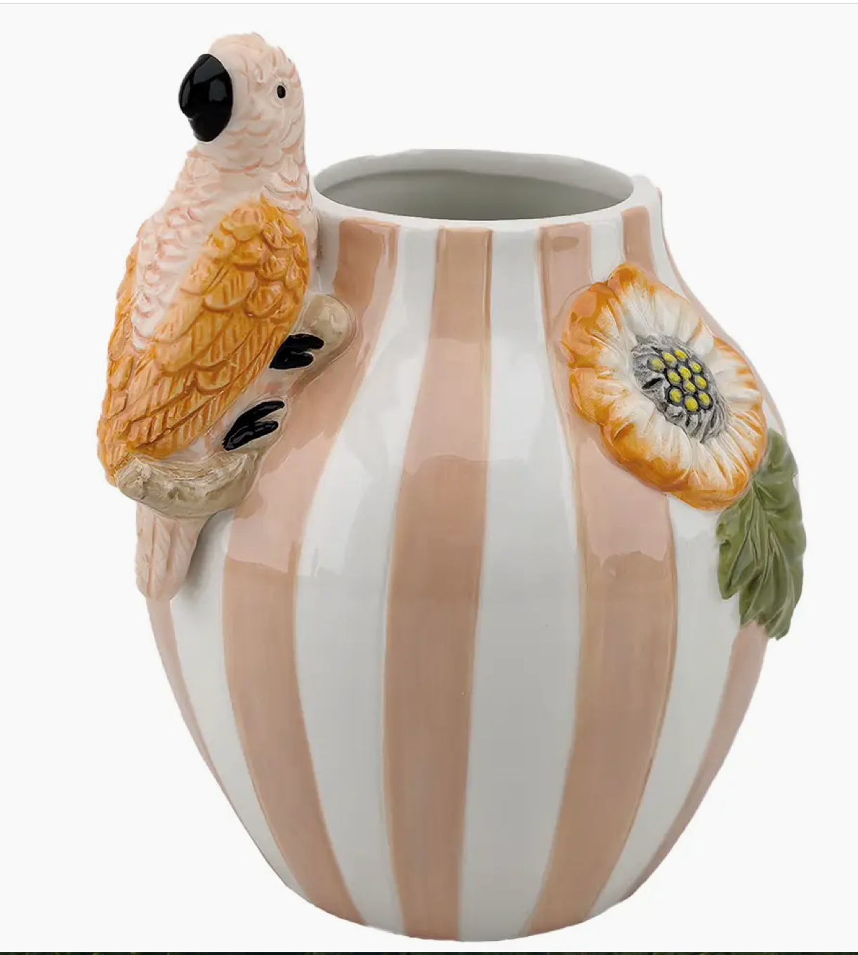 Pink Bird Stripe Vase