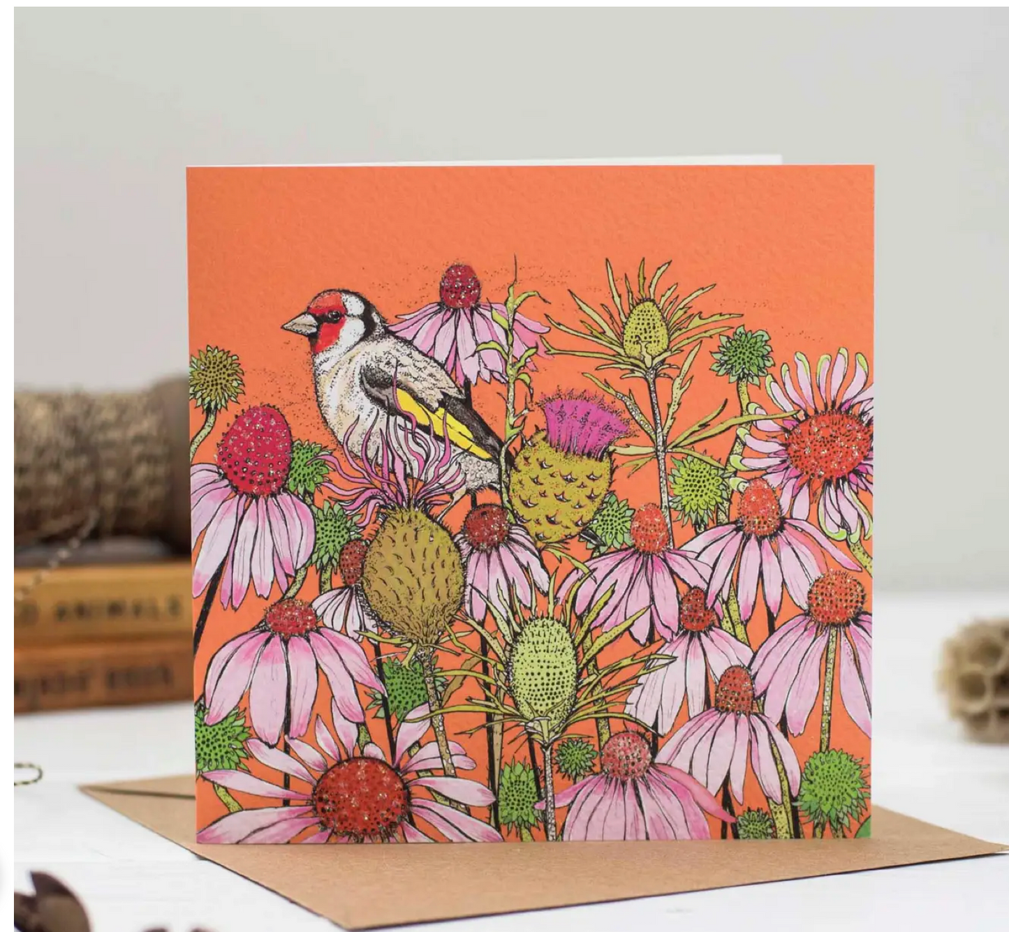 Goldfinch and Coneflowers Greeting Card