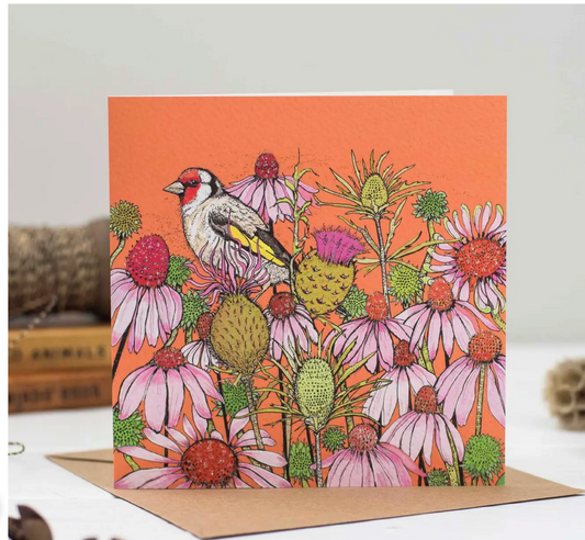 Goldfinch and Coneflowers Greeting Card