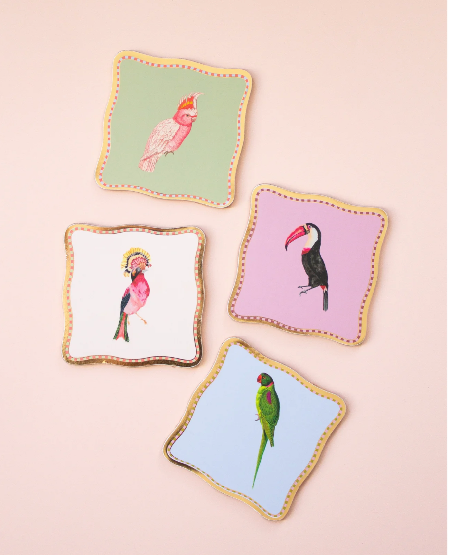 Birds Cork Back Coasters (Set of 4)