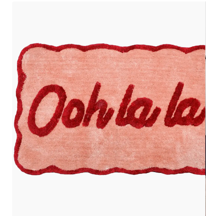 Ooh La La Slogan Scallop Bath Mat Non Slip - Scalloped Rug