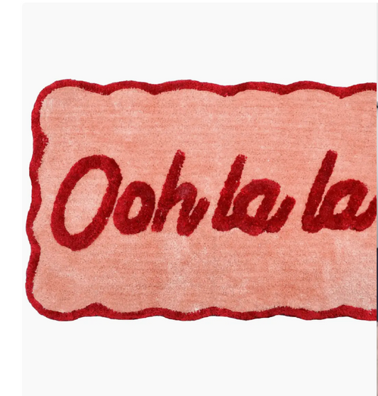 Ooh La La Slogan Scallop Bath Mat Non Slip - Scalloped Rug