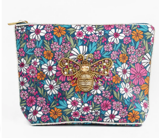 Floral Print Bee Medium Pouch