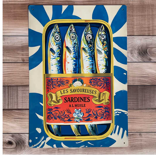 Sardine Can Illustration Kitchen Metal Sign
