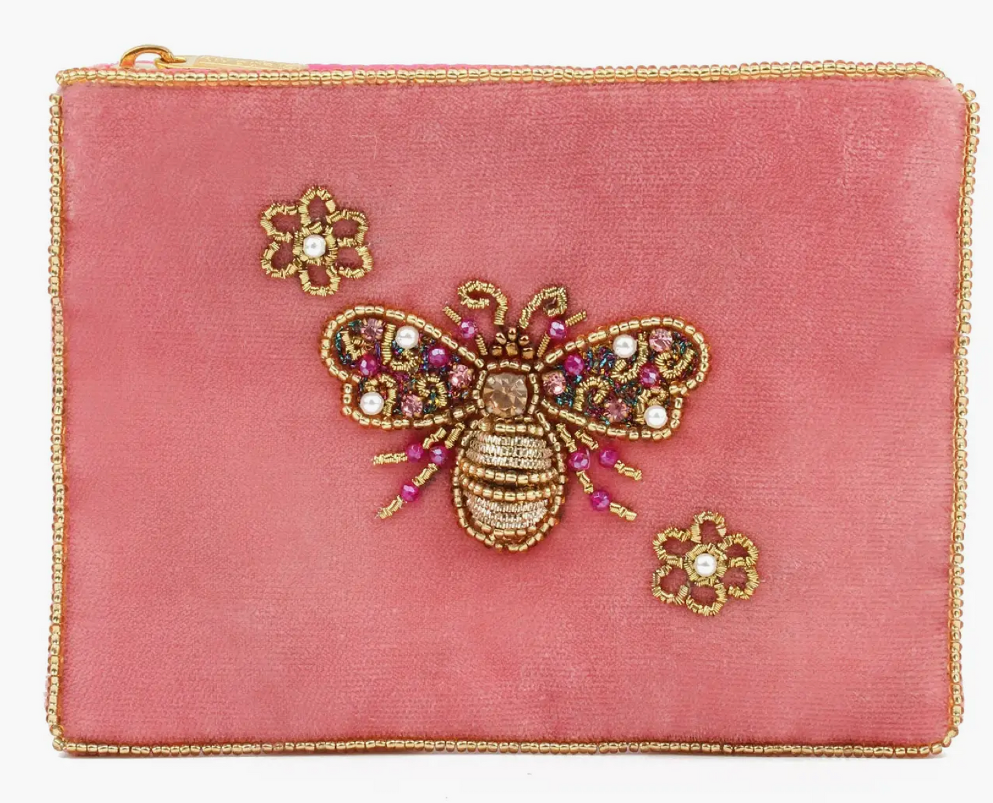 Pink Flower Bee Small Pouch