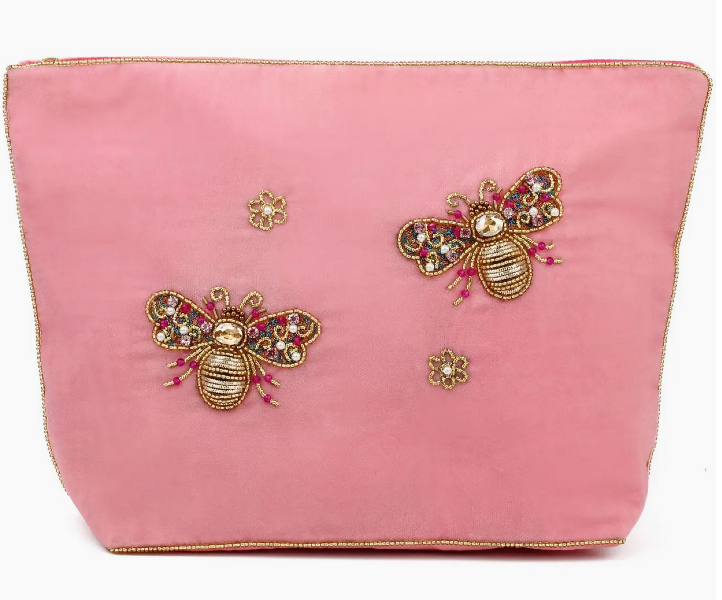 Pink Flower Double Bee Large Pouch