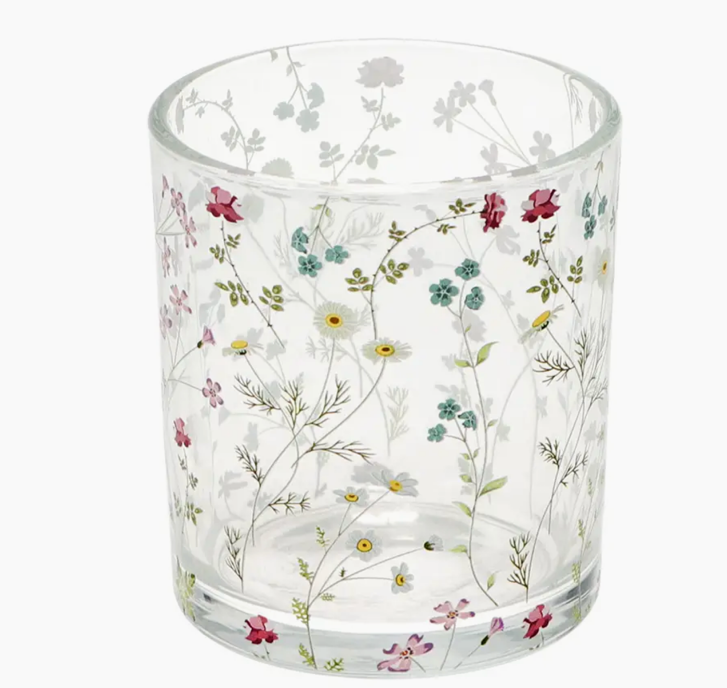 Glass Candle Holder - Flowers